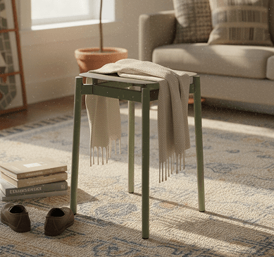 Stool Otto, banco bajo de diseño minimalista para interiores.